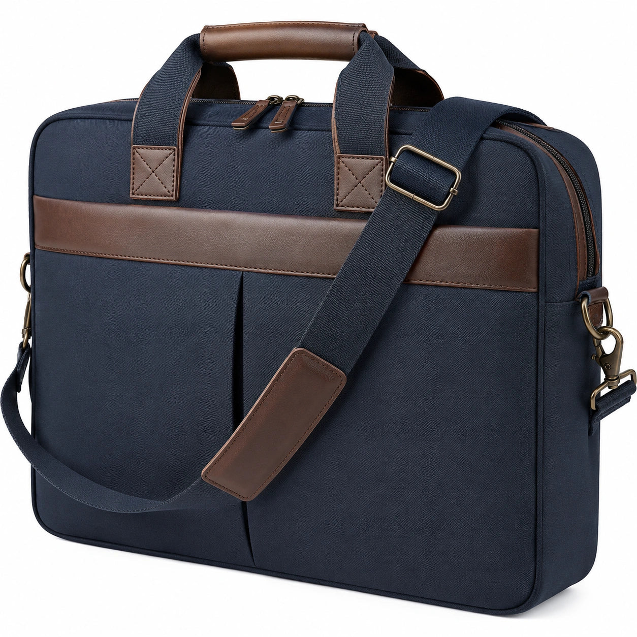 Business-Laptoptasche Dunkelblau mit Lederakzenten