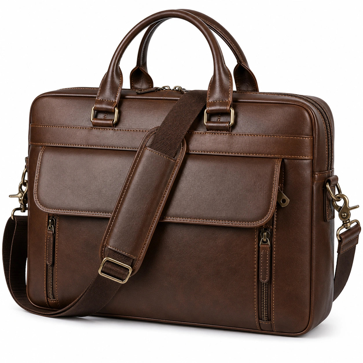 Braune Aktentasche mit Laptopfach, 40cm x 10cm x 30cm