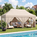 Gartenpavillon Hochgewölbter Faltpavillon, 3 × 6 m, UV-Schutz 50+, wasserdicht, winterfest, für Camping, Beige, Devoko