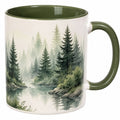 Kaffeetasse 350ml mit Waldmotiv, Grün/Weiß