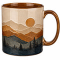 Keramikbecher mit Berglandschaft Design 300ml Braun/Beige