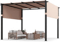 Pergola, 305 × 305 cm, aus Polyester, wasserabweisend, winterfest, verstellbar, für den Garten und die Terrasse, Beige/Schwarz, RELAX4LIFE