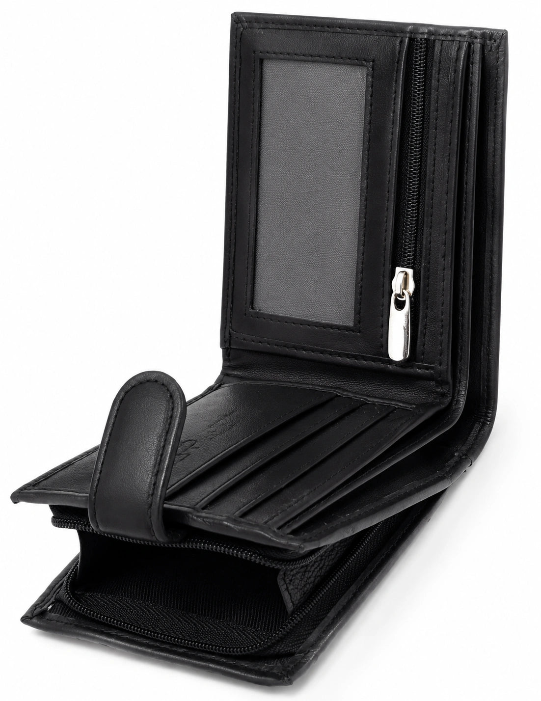 Herren Brieftasche Schwarz mit Reißverschluss und Kartenfächern