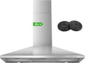 SNDOAS Dunstabzugshaube, 350 m³, 90 cm, aus Edelstahl und Stahl, mit LED, höhenverstellbar, Silber/Schwarz