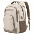 Laptop-Rucksack 15.6 Zoll Beige mit USB-Anschluss, ergonomisch