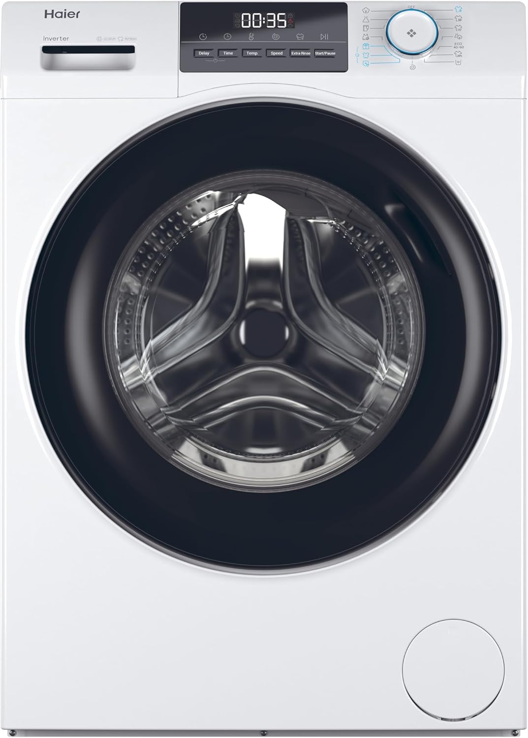 Haier HW100-BP14929A-S Waschmaschine, 1400 U/min, 10 kg, Weiß/Schwarz