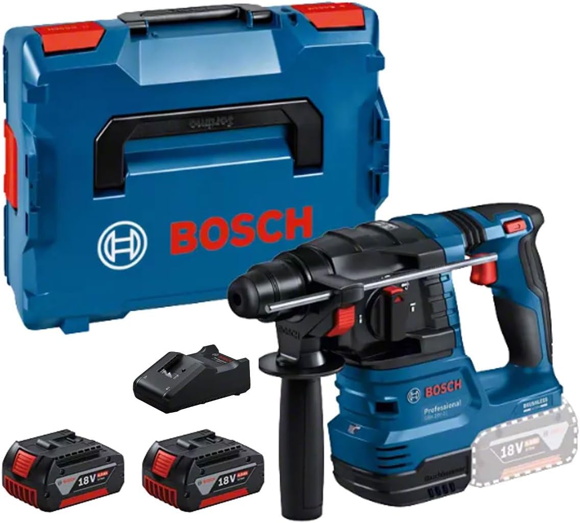 Bosch SDS plus Bohrhämmer, 18 V, 4.0 Ah, Blau/Schwarz/Rot