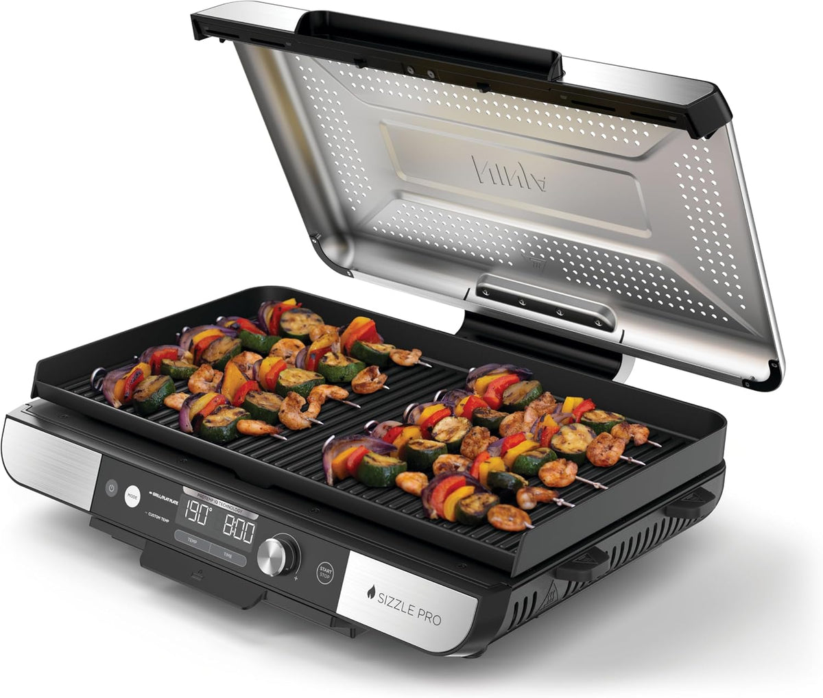 Ninja GX101EU Elektrische Tischgrills, aus Keramik, mit Timer, Silber/Schwarz