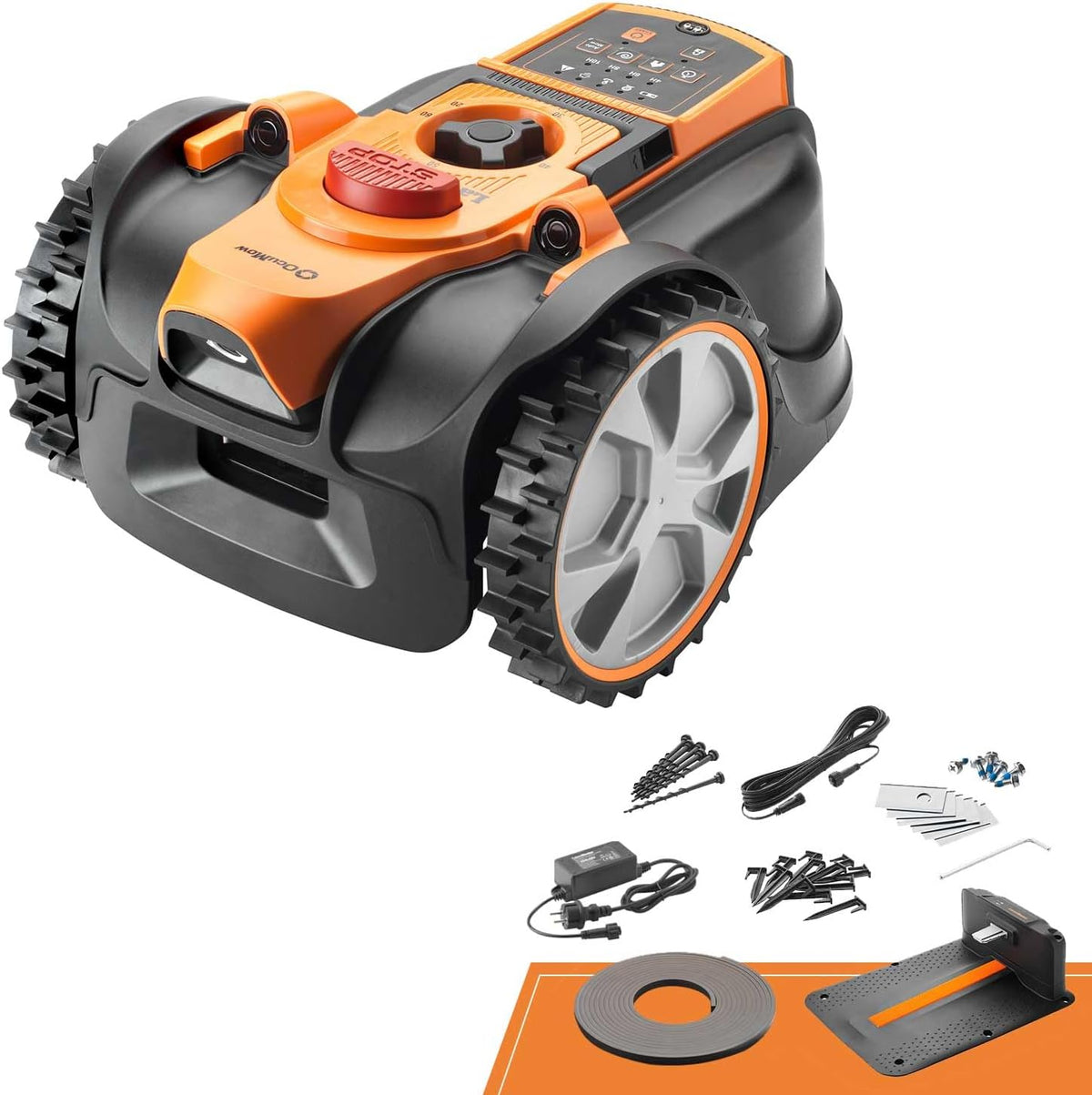 Lawnmaster OcuMow16 Mähroboter, 300 m², ohne Begrenzungskabel, Orange/Schwarz