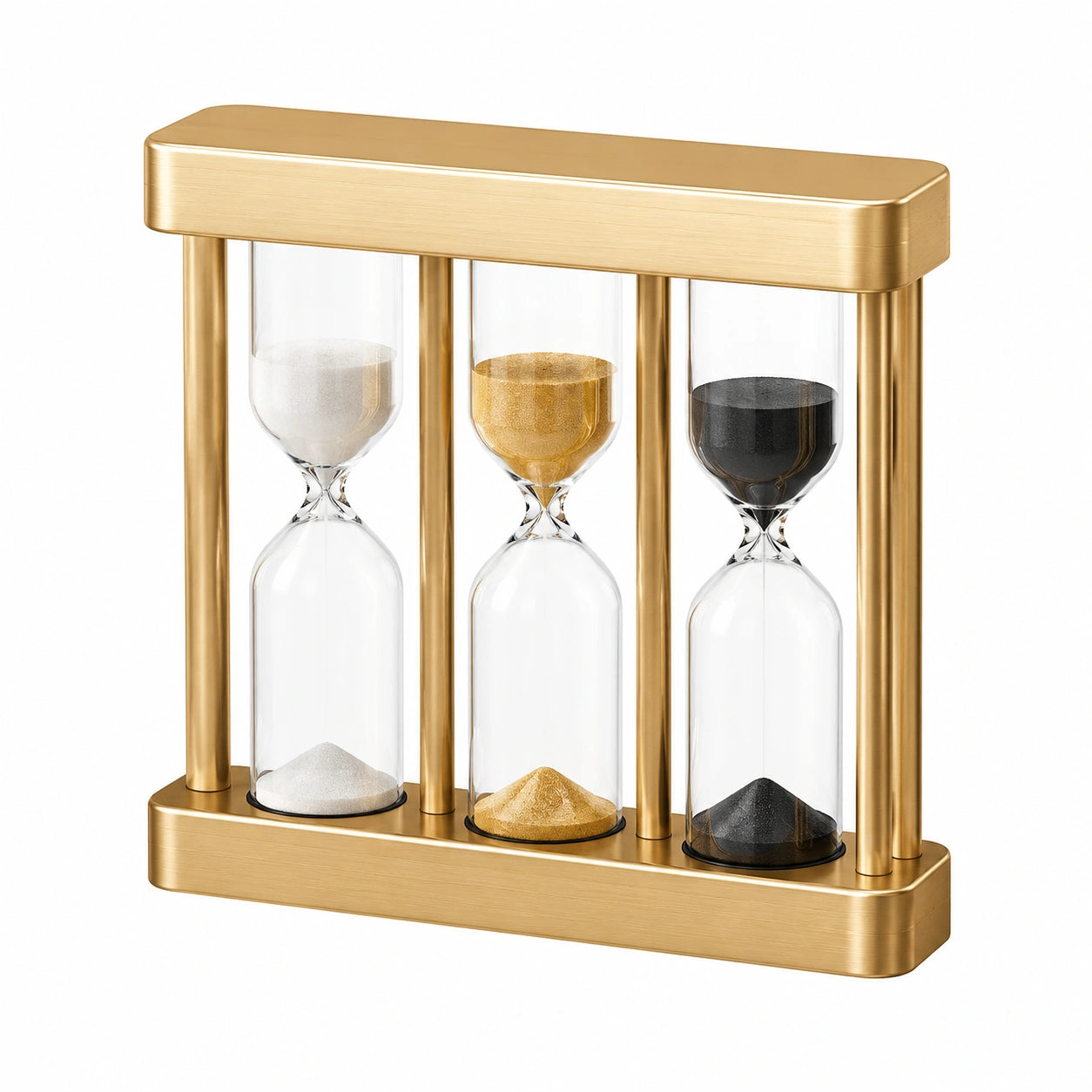3er Sanduhren-Set mit Goldrahmen, Weiß/Gold/Schwarz
