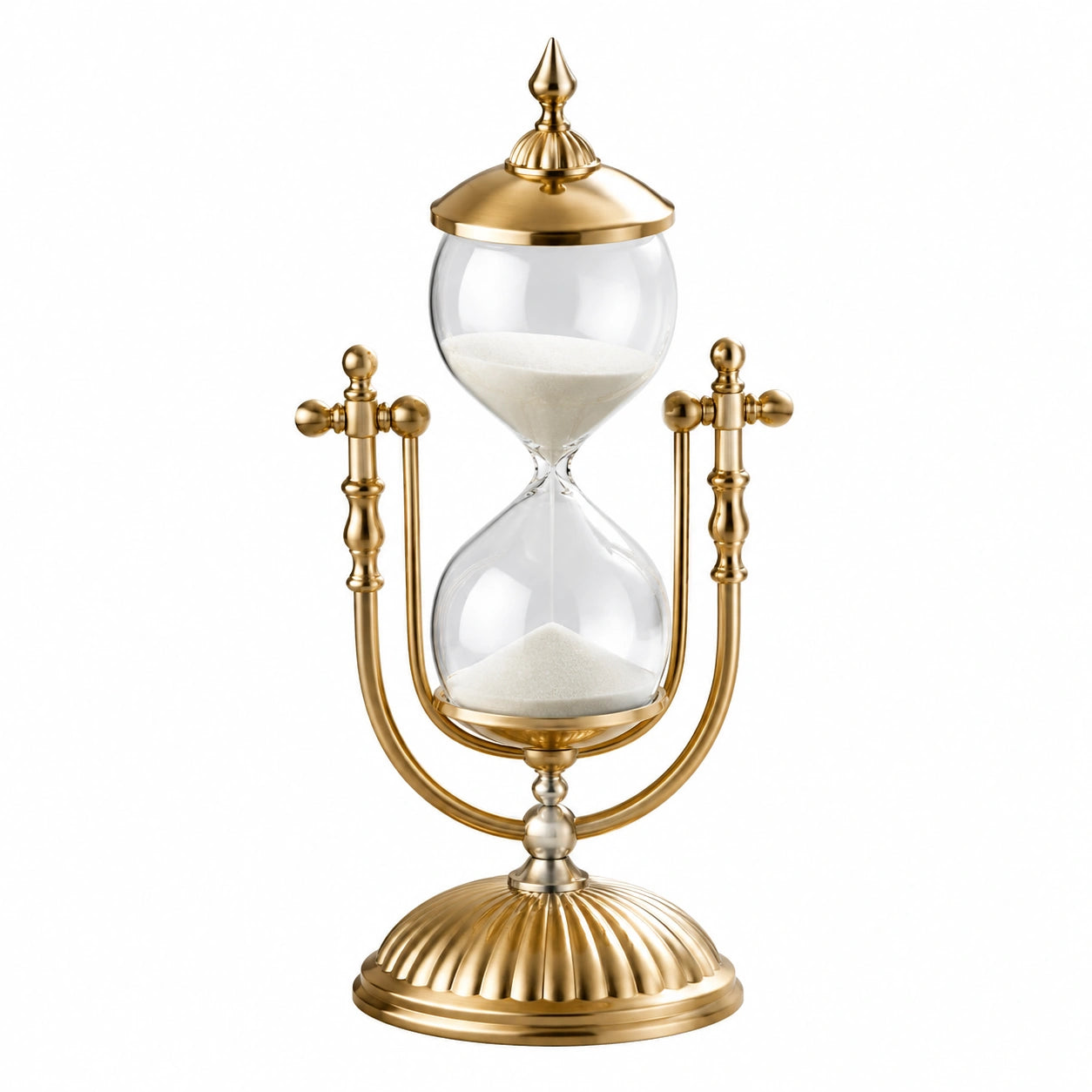 Sanduhr Tischuhr in Gold mit Glas, Handgefertigt, 60 Minuten