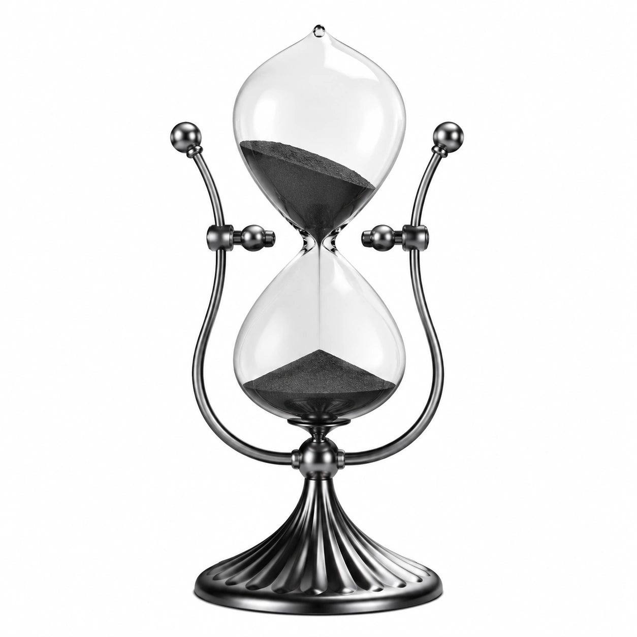 60-Minuten-Sanduhr mit Metallgestell in Schwarz und Silber