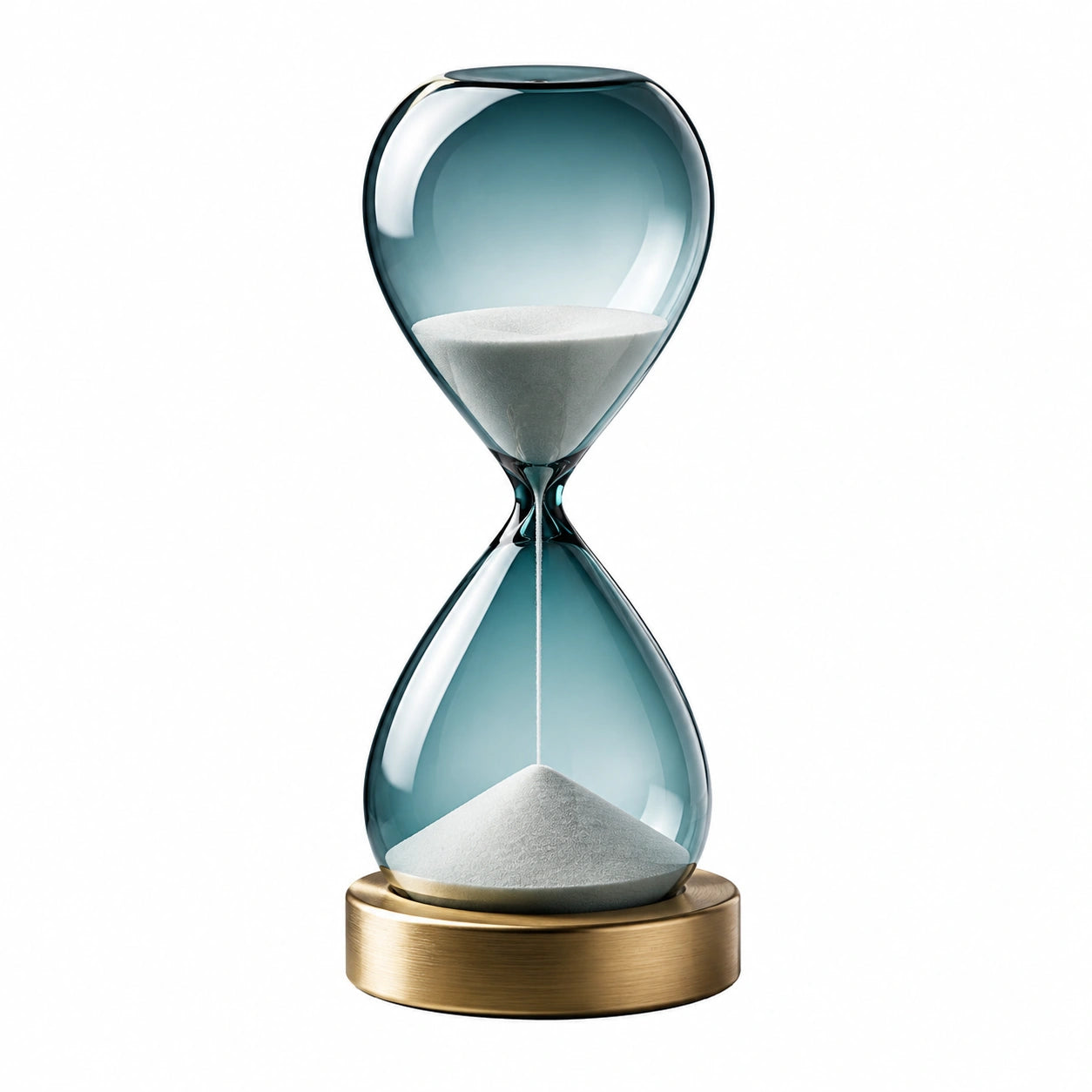Sanduhr aus Blauem Glas mit Kupferfuß, 30 Minuten