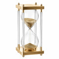 Sanduhr 60 Minuten mit Glas und Messingrahmen in Gold