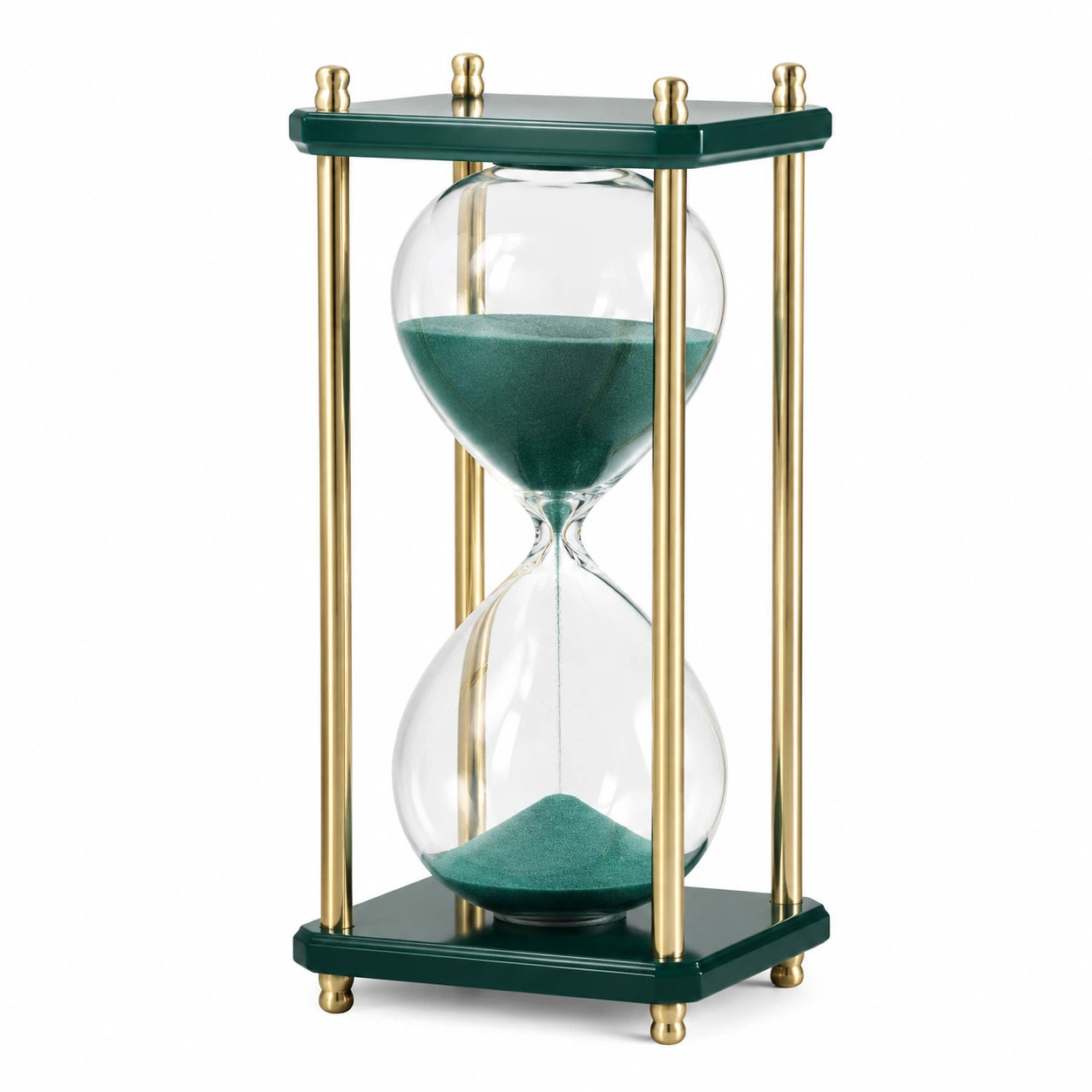 Sanduhr mit Grünem Sand und Goldrahmen, 60 Minuten