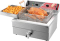 crosson Tiegelfritteusen, 12 L, 6500 W, aus Edelstahl und Stahl, für die Küche, Silber