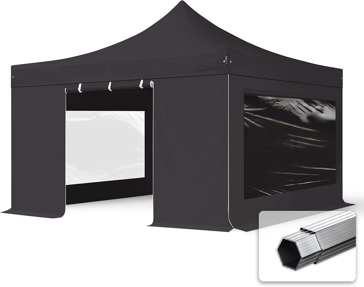 TOOLPORT Gartenpavillon, 4 × 4 m, wasserdicht, Schwarz