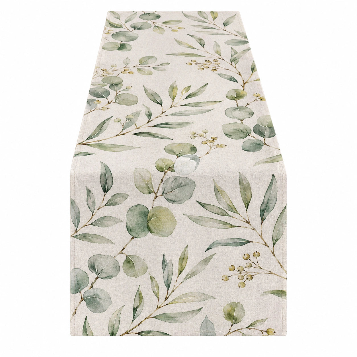 Eleganter Tischläufer mit Blattmuster 180x33cm in Beige/Grün