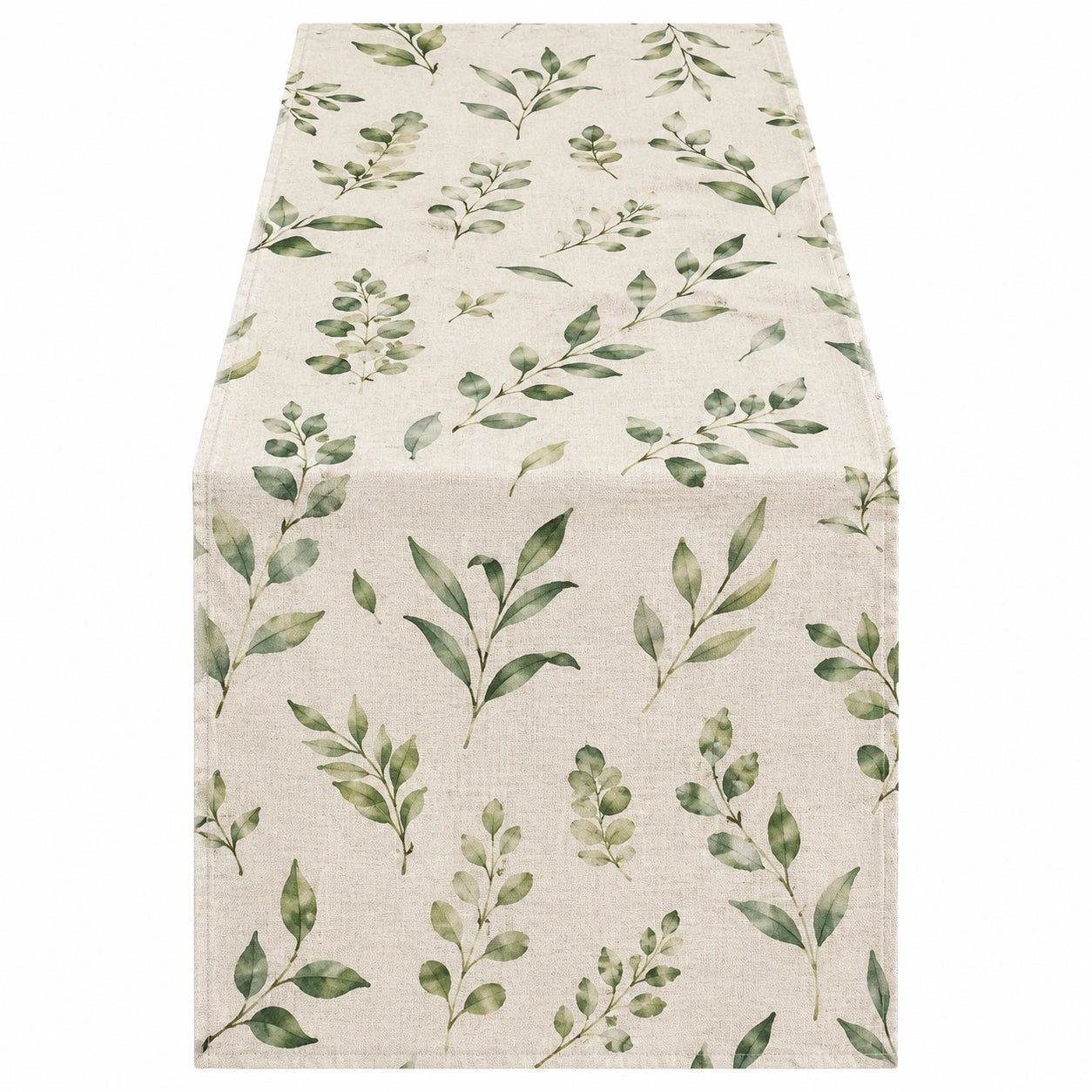 Tischläufer mit Blättermotiv 140x40cm Beige Grün