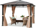 TOOLPORT Gartenpavillon, mit 4 Seitenteilen, wasserdicht, für den Garten, Schwarz/Beige