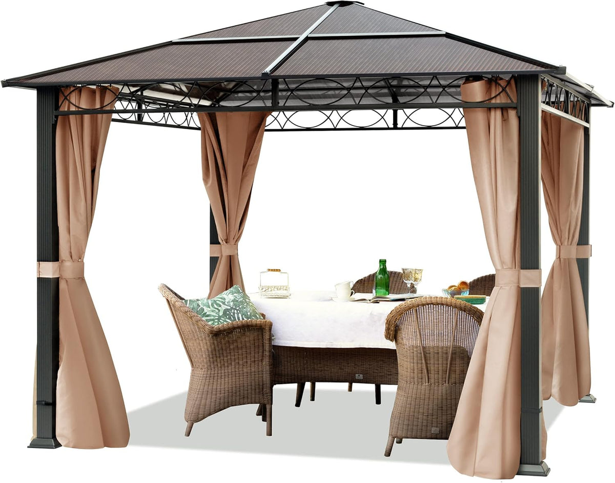 TOOLPORT Gartenpavillon, mit 4 Seitenteilen, wasserdicht, für den Garten, Schwarz/Beige