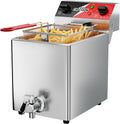 Fritteusen, 80–200°C, 8 L, 3250 W, mit Timer, aus Edelstahl und Stahl, Silber/Rot, crosson