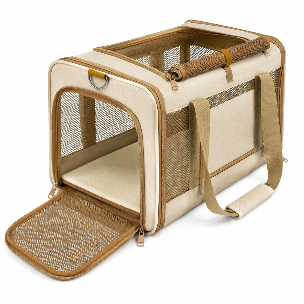 Faltbare Haustiertasche Beige 50x30x30 cm mit Schultergurten