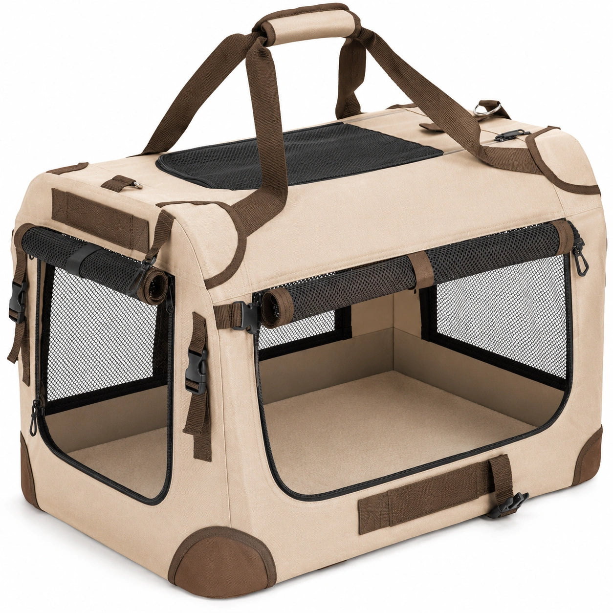 Faltbare Haustier-Transportbox Beige/Braun 60x40x40cm