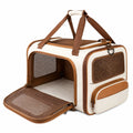 Faltbare Haustiertragetasche mit Netzfenster Braun/Beige