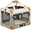 Faltbare Haustiertransportbox mit Netzfenstern 60cm x 40cm x 40cm - Grün/Beige