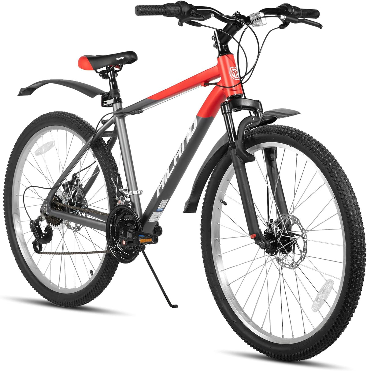 HH HILAND Mountainbikes, 27,5 Zoll, aus Aluminium, verstellbar, Schwarz/Rot/Grau