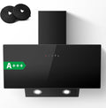 TopStrong Dunstabzugshaube, 450 m³, 90 cm, mit LED, bürstenlos, aus Glas, Schwarz