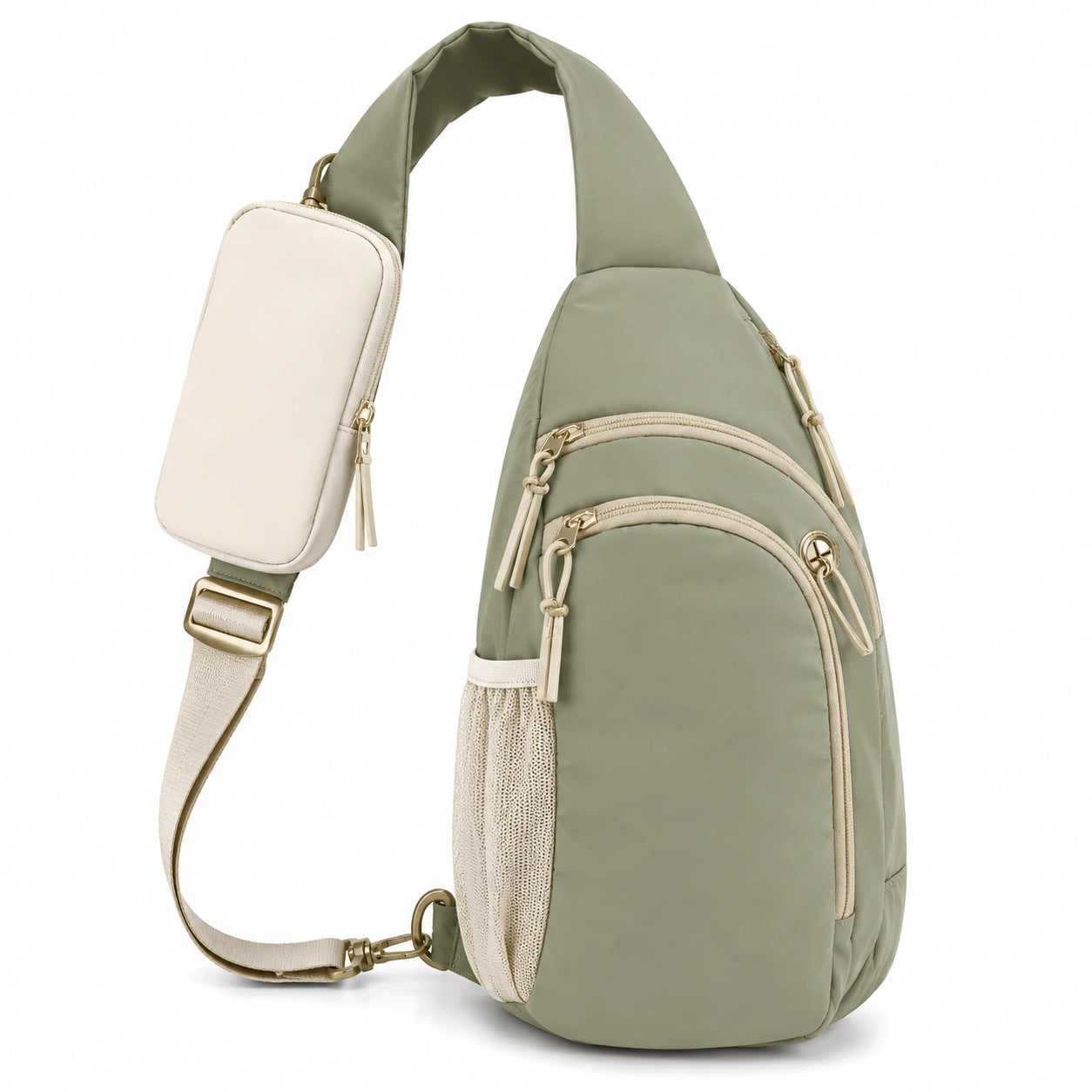 Grüne Crossbody Umhängetasche mit Handyhalterung und Seitentasche