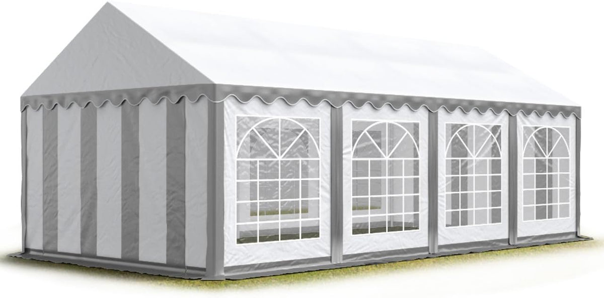 TOOLPORT Party Gartenpavillon, 4 × 8 m, wasserdicht, für den Garten, Grau/Weiß