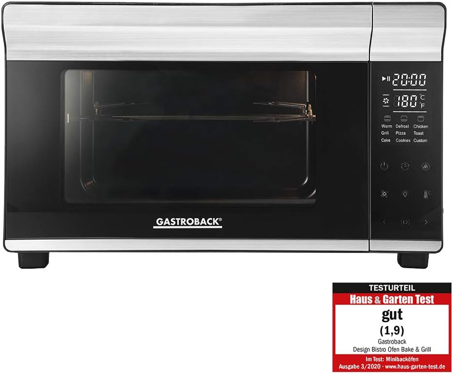GASTROBACK Design Mini Backofen, 26 L, 30 °C, 30 cm, Schwarz/Silber
