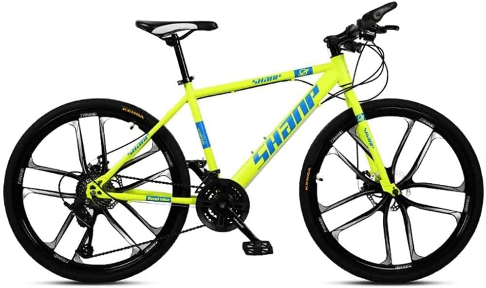 Mountainbikes, 26 Zoll, verstellbar, aus Stahl und Stoff, Gelb/Schwarz, QUNINE