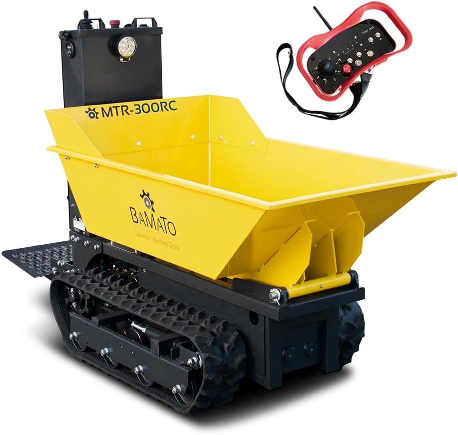 BAMATO MTR-300RC Schubkarren, 750 W, 300 kg, mit Fernbedienung, mit Magnetverschluss, Gelb/Schwarz/Rot