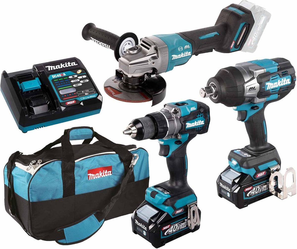 Makita DK0158G301 Schlagbohrmaschinen, 40 V, 4 Ah, Blau/Schwarz/Silber