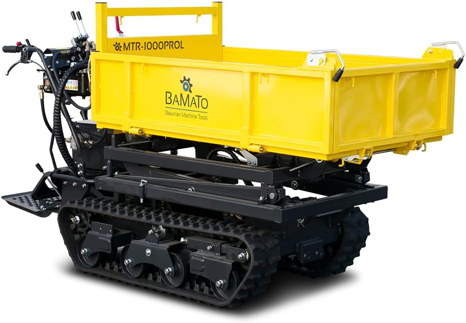BAMATO MTR-1000PROL Schubkarren, 9 kW, 155 mm, 1000 kg, klappbar, Gelb/Schwarz