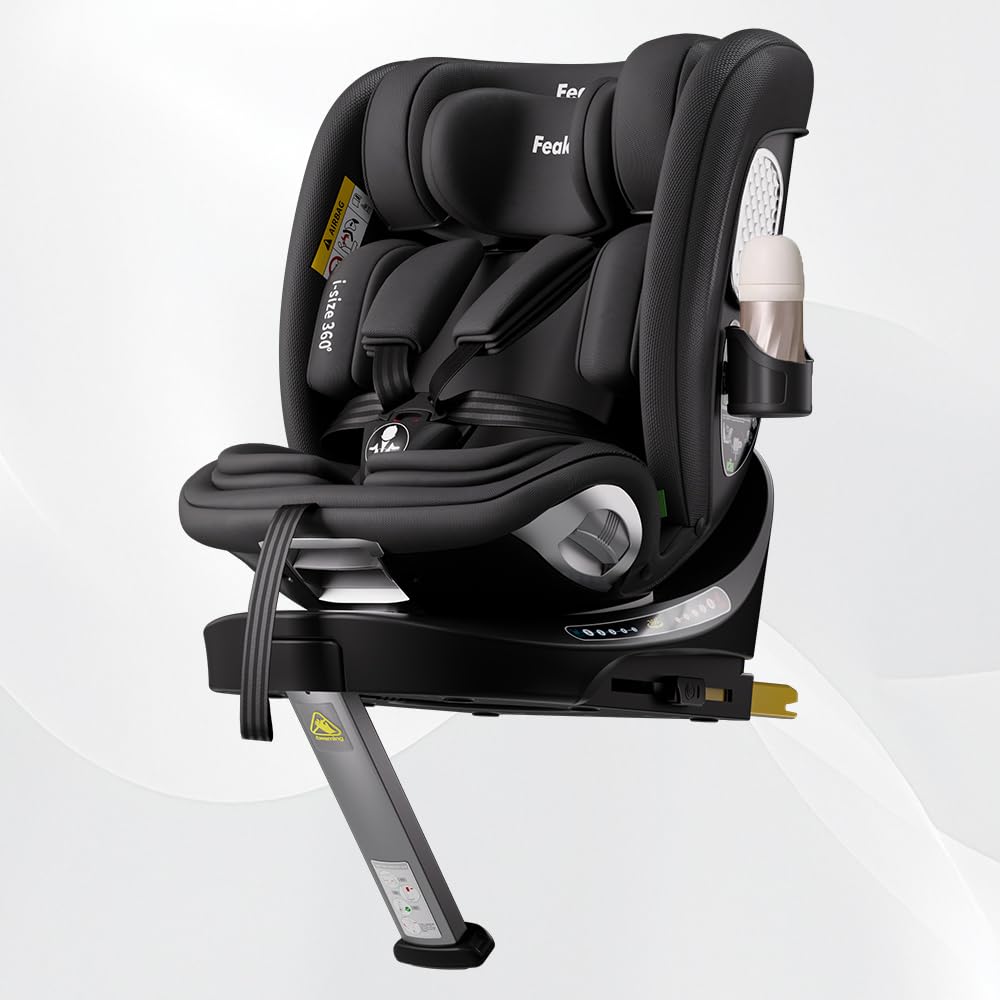 Autokindersitz, 40–150 cm, verstellbar, mit Liegeposition, Schwarz, Feakaou