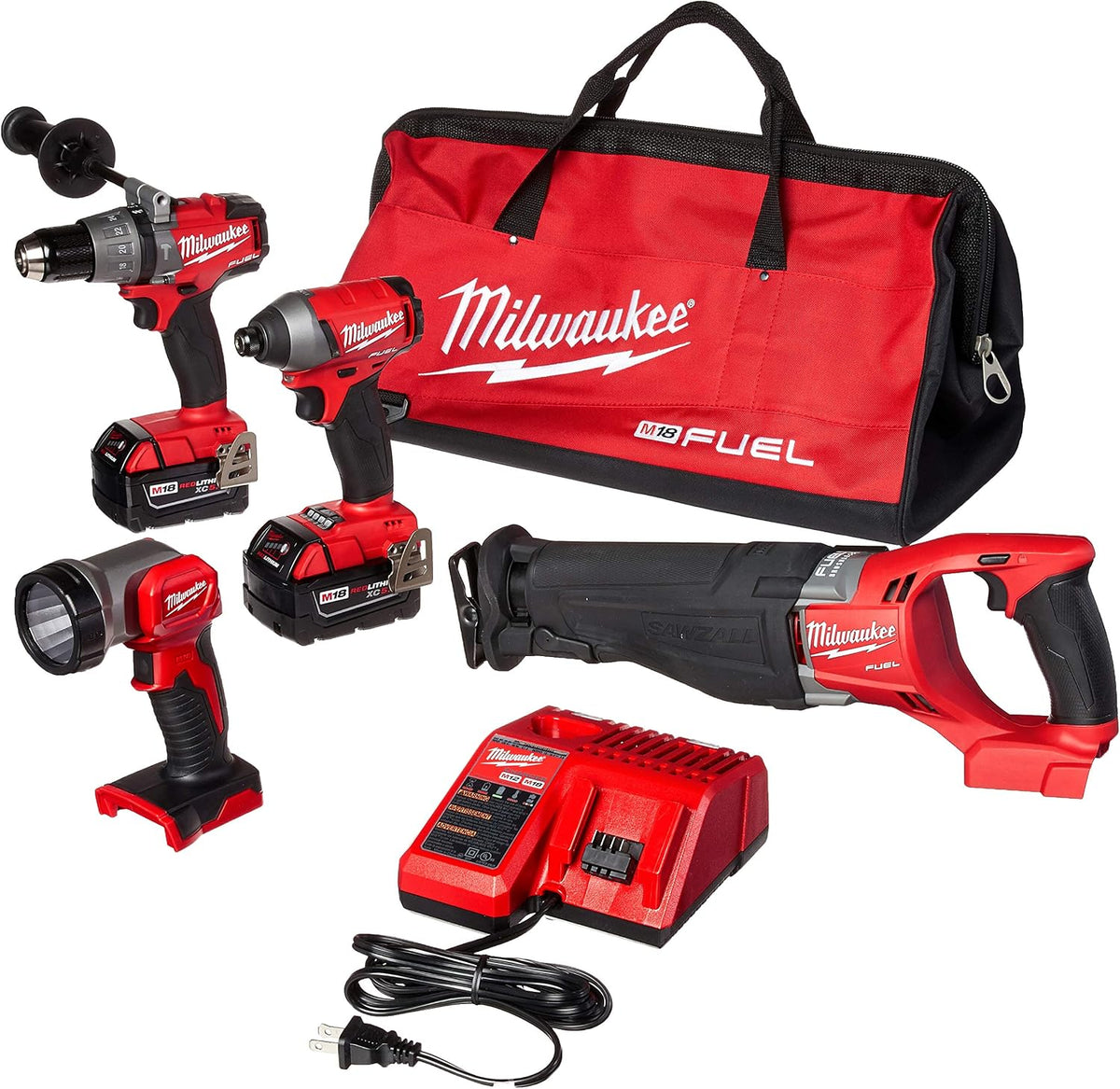 Milwaukee M18 Werkzeug-Sets, mit LED, bürstenlos, kabellos, Rot/Schwarz