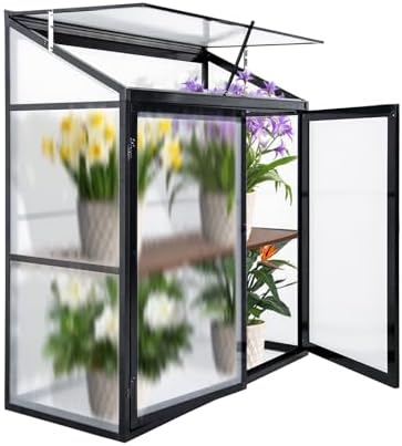 Gewächshaus, 140 × 55 × 130 cm, aus Aluminium, Schwarz/Transparent
