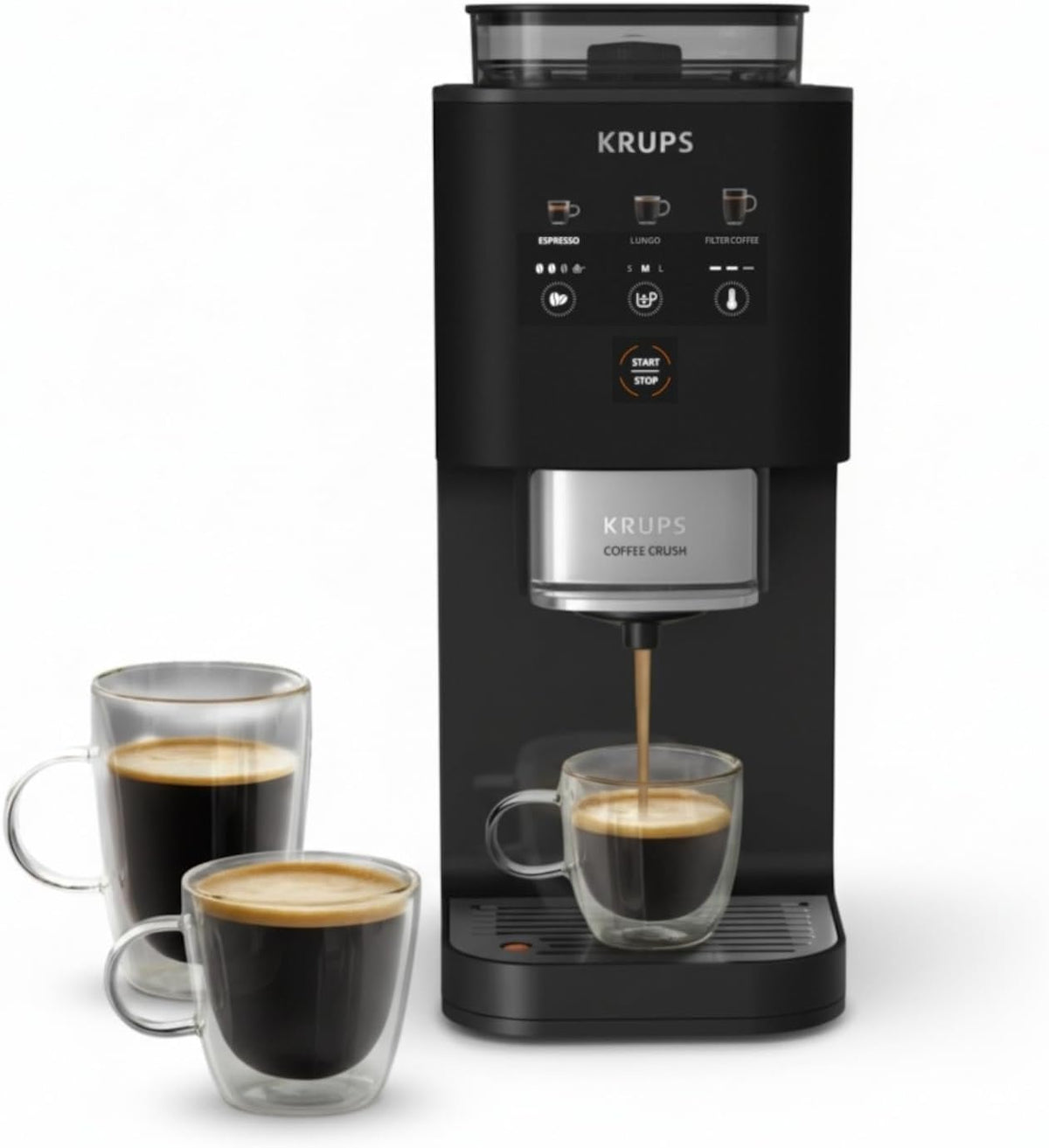 KRUPS SA4028E0 Kaffeevollautomat, 15 cm, Schwarz, aus Edelstahl und Stahl