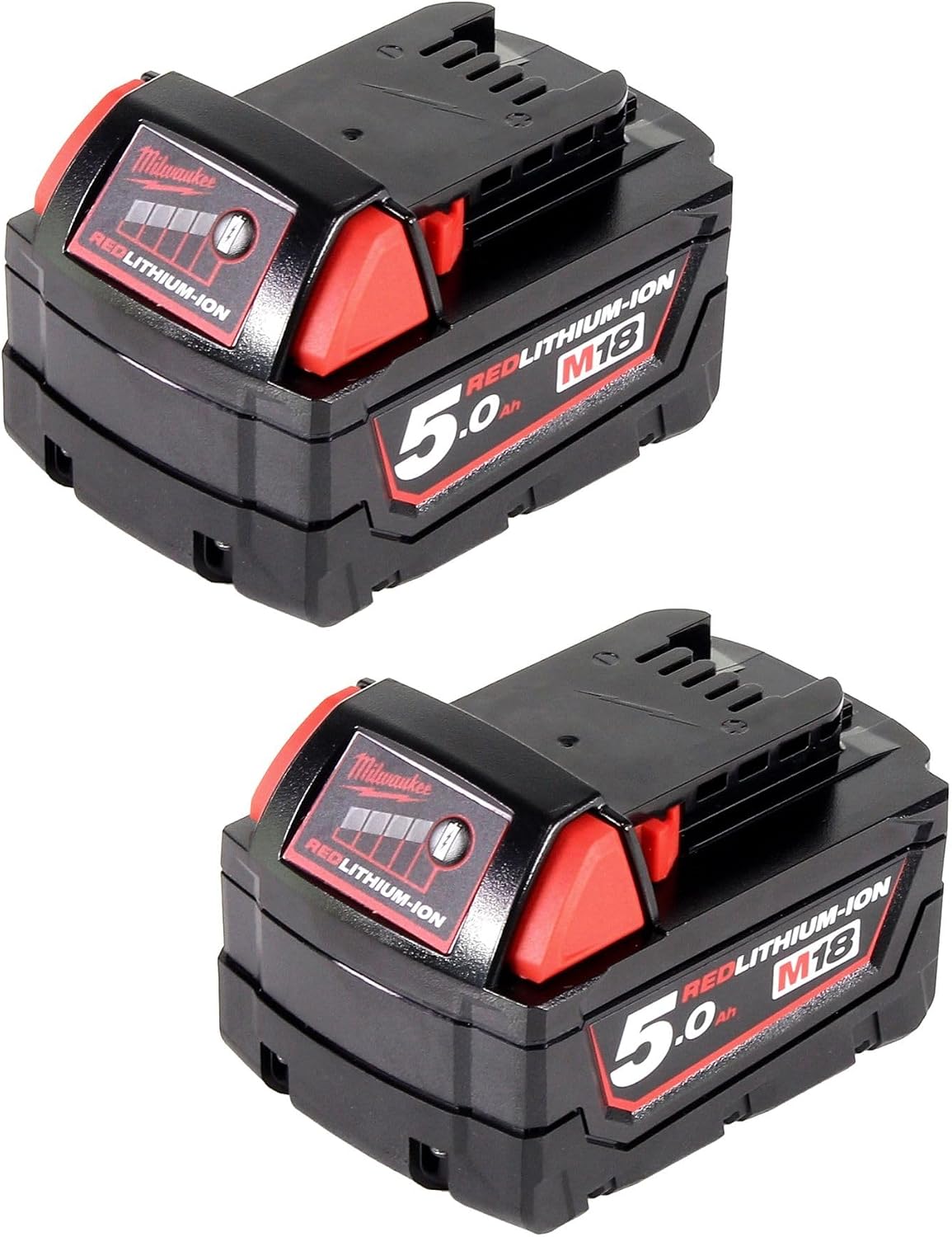 Werkzeugakkus M18, 18 V, 5,0 Ah, Schwarz/Rot, WALMER