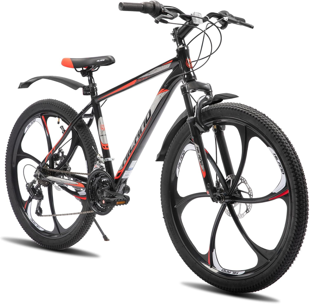 Mountainbikes, 26 Zoll, aus Aluminium, Schwarz/Rot/Weiß, HH HILAND