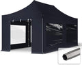TOOLPORT Gartenpavillon, 3 × 6 m, mit 4 Seitenteilen, wasserdicht, Schwarz