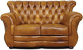Sofa Luxus Chesterfield Echtleder 2er, 150 × 85 cm, 90 cm, aus Leder, Braun, Casa Padrino