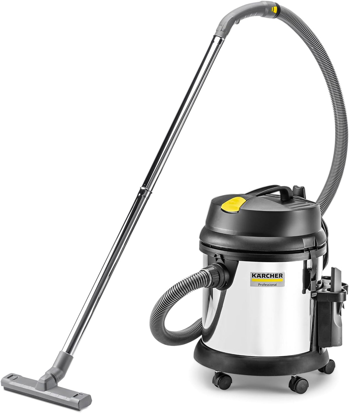Karcher Nass- und Trockensauger, 27 l, 1380 W, 2,5 m, aus Edelstahl und Stahl, Schwarz/Silber