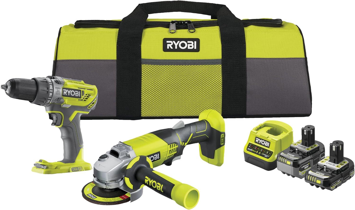 RYOBI RCK182O-242SZL Akku-Bohrschrauber, 18 V, 4,0 Ah, 2,0 Ah, Gelb/Schwarz/Grau