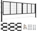 Peviasot Doppelflügeltore, 350 × 100 cm, aus Stahl und Metall, für den Garten, Anthrazit